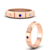 Load image into Gallery viewer, bezel-set-mens-diamond-band-with-sapphire-in-rose-gold-fdm123879gsablangle3-nl-rg