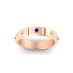 Load image into Gallery viewer, bezel-set-mens-diamond-band-with-sapphire-in-rose-gold-fdm123879gsablangle5-nl-rg
