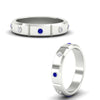 Load image into Gallery viewer, bezel-set-mens-diamond-band-with-sapphire-in-white-gold-fdm123879gsablangle3-nl-wg