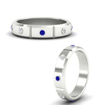 Load image into Gallery viewer, bezel-set-mens-diamond-band-with-sapphire-in-white-gold-fdm123879gsablangle3-nl-wg
