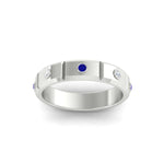 Load image into Gallery viewer, bezel-set-mens-diamond-band-with-sapphire-in-white-gold-fdm123879gsablangle5-nl-wg
