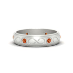 Load image into Gallery viewer, bezel-set-orange-sapphire-mens-wedding-band-in-white-gold-fdm1284gsaor-nl-wg
