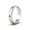 Load image into Gallery viewer, bezel-set-orange-sapphire-mens-wedding-band-in-white-gold-fdm1284gsaorangle2-nl-wg