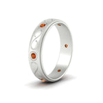 Load image into Gallery viewer, bezel-set-orange-sapphire-mens-wedding-band-in-white-gold-fdm1284gsaorangle2-nl-wg
