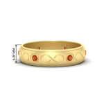 Load image into Gallery viewer, bezel-set-orange-sapphire-mens-wedding-band-in-yellow-gold-fdm1284gsaor-nl-yg-hw
