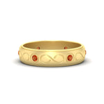 Load image into Gallery viewer, bezel-set-orange-sapphire-mens-wedding-band-in-yellow-gold-fdm1284gsaor-nl-yg
