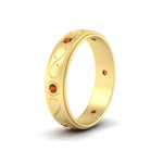Load image into Gallery viewer, bezel-set-orange-sapphire-mens-wedding-band-in-yellow-gold-fdm1284gsaorangle2-nl-yg
