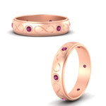 Load image into Gallery viewer, bezel-set-pink-sapphire-mens-wedding-band-in-rose-gold-fdm1284gsadrpiangle3-nl-rg

