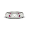 Load image into Gallery viewer, bezel-set-pink-sapphire-mens-wedding-band-in-white-gold-fdm1284gsadrpi-nl-wg