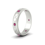 Load image into Gallery viewer, bezel-set-pink-sapphire-mens-wedding-band-in-white-gold-fdm1284gsadrpiangle2-nl-wg
