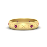 Load image into Gallery viewer, bezel-set-pink-sapphire-mens-wedding-band-in-yellow-gold-fdm1284gsadrpi-nl-yg

