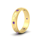 Load image into Gallery viewer, bezel-set-purple-topaz-mens-wedding-band-in-yellow-gold-fdm1284gvitoangle2-nl-yg
