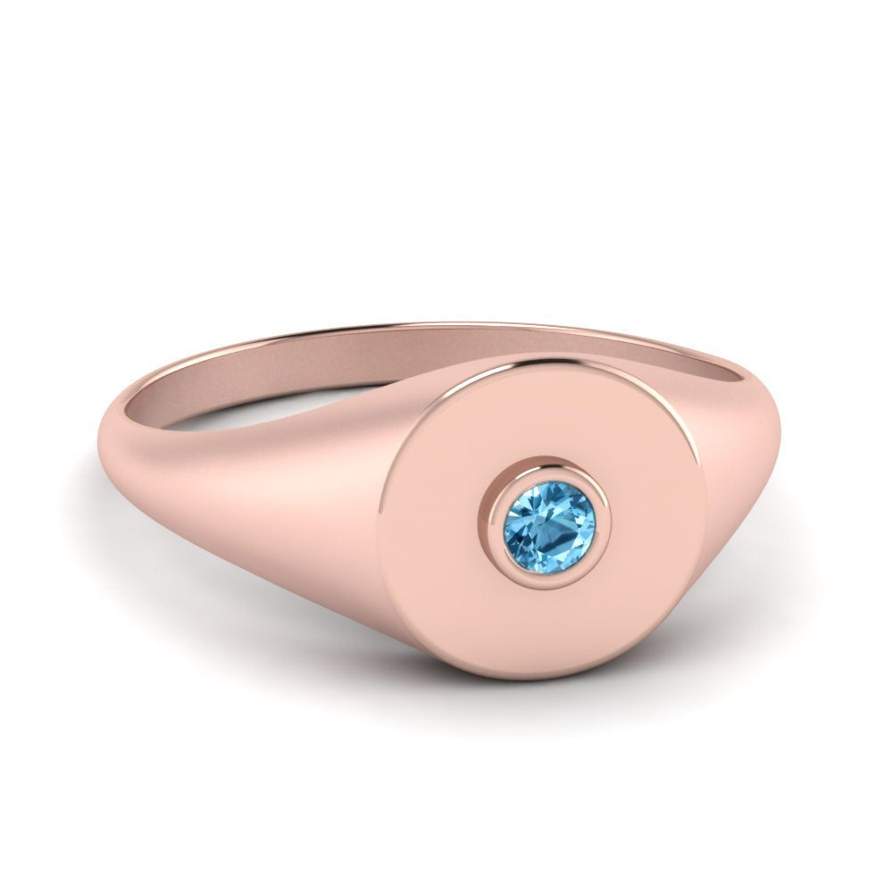 Bezel Set Round Signet Ring