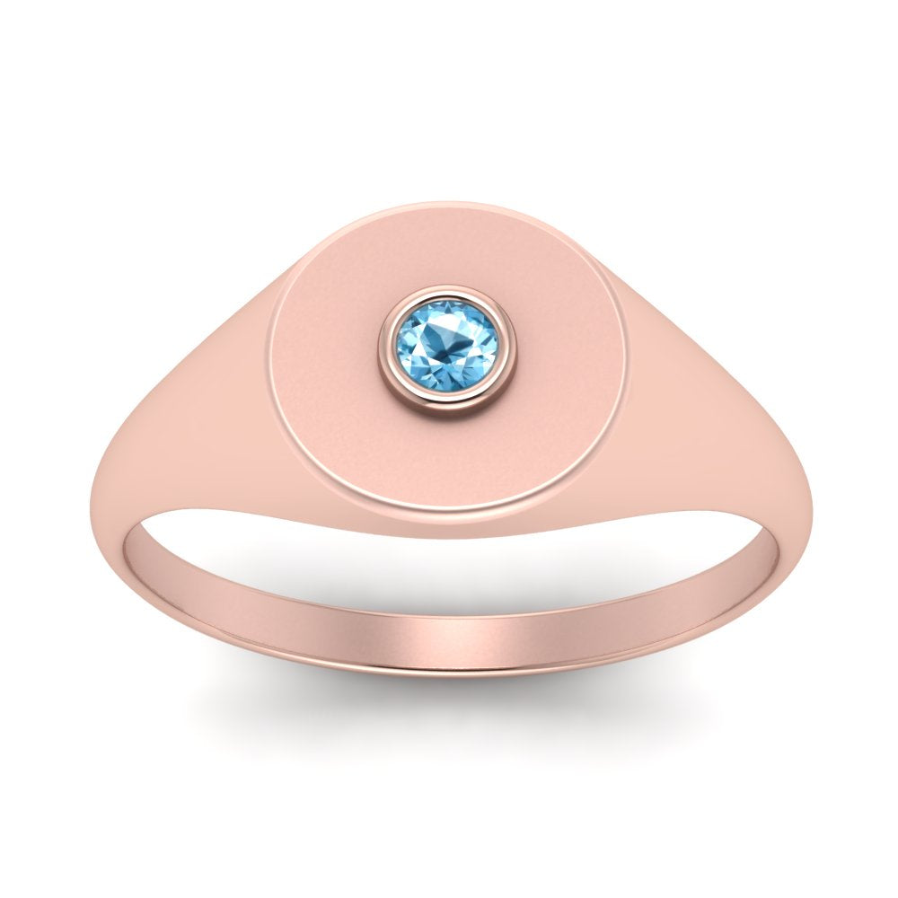 Bezel Set Round Signet Ring