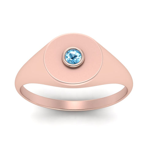 Bezel Set Round Signet Ring
