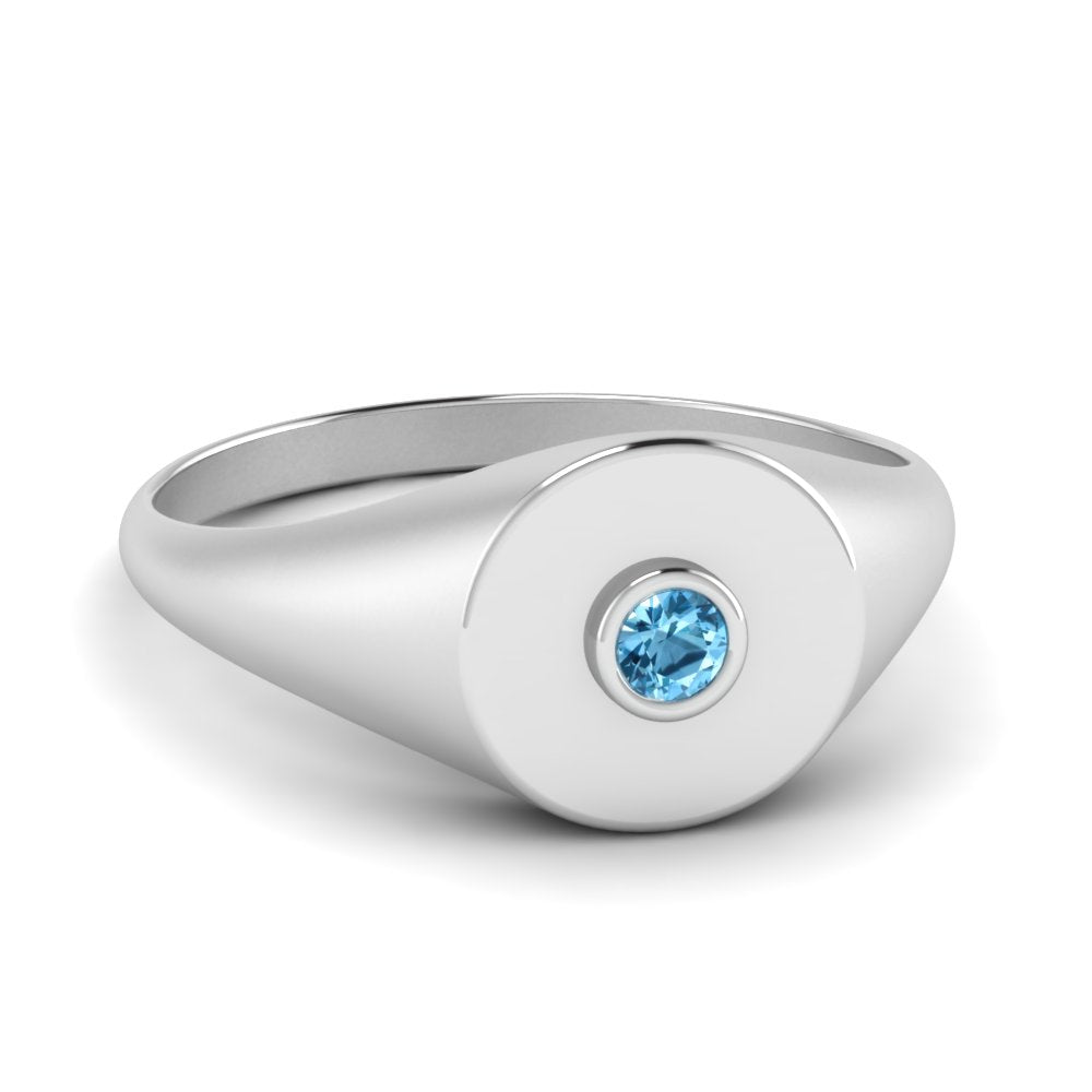 Bezel Set Round Signet Ring