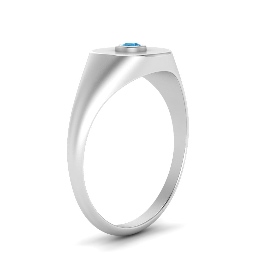 Bezel Set Round Signet Ring