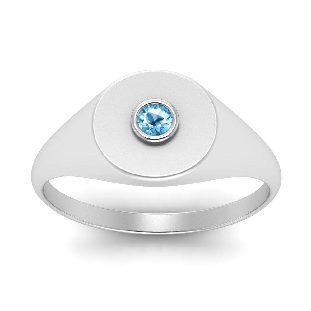 Bezel Set Round Signet Ring