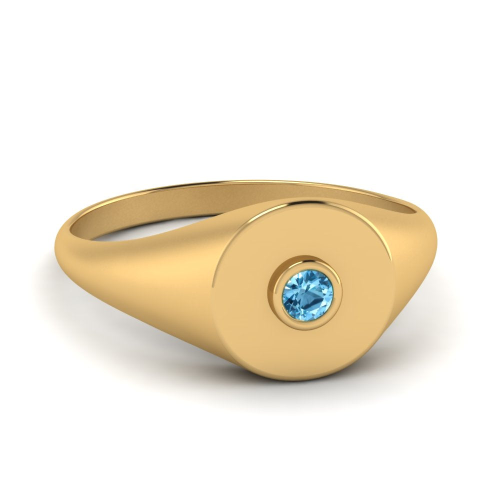 Bezel Set Round Signet Ring