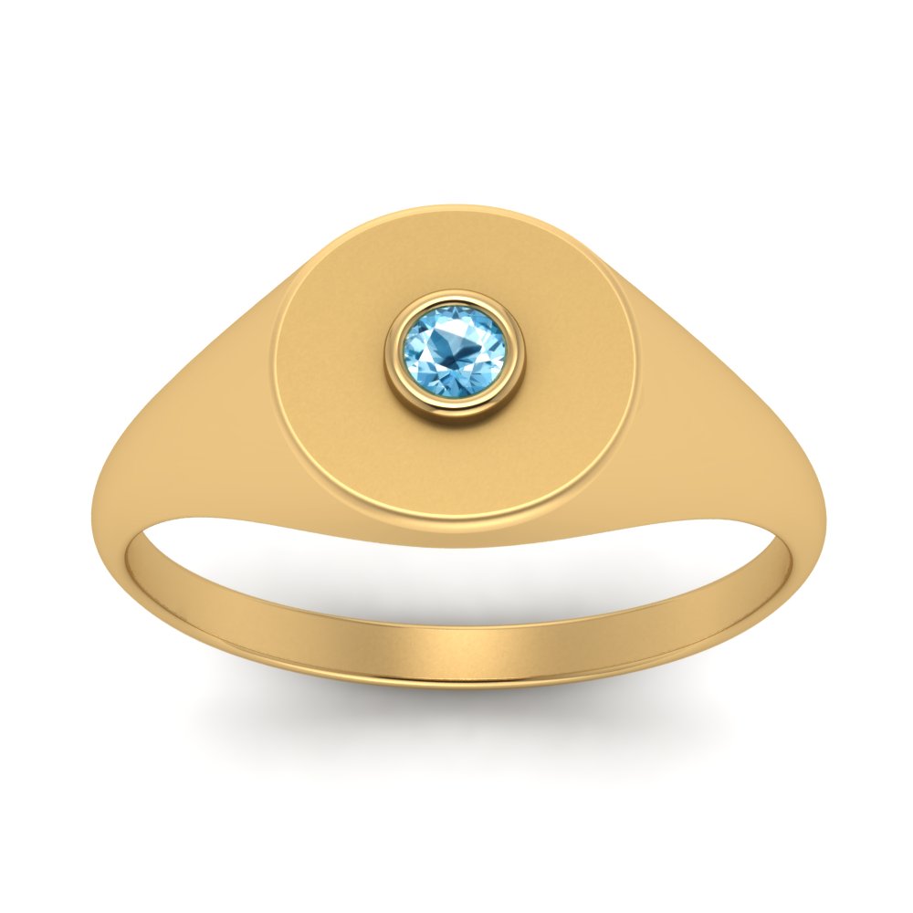 Bezel Set Round Signet Ring