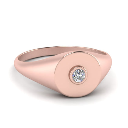 Bezel Set Round Signet Ring