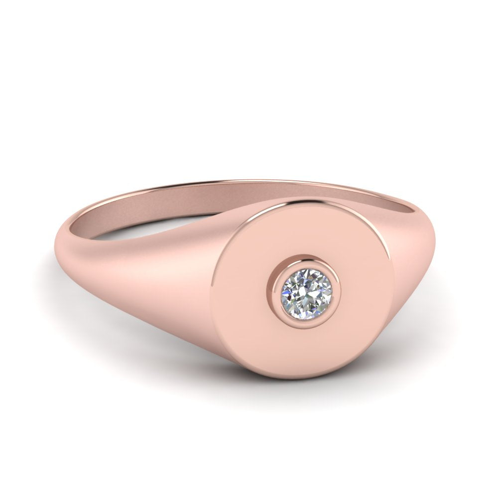 Bezel Set Round Signet Ring