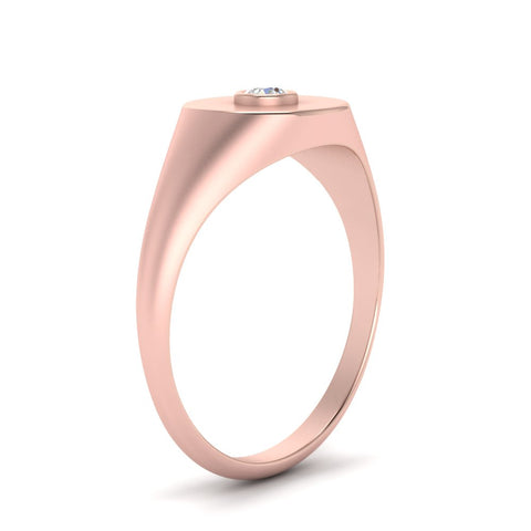 Bezel Set Round Signet Ring