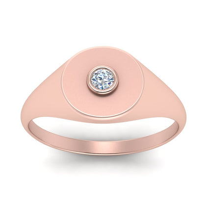 Bezel Set Round Signet Ring