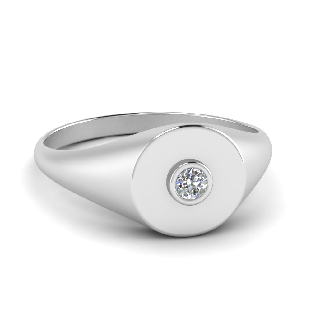 Bezel Set Round Signet Ring