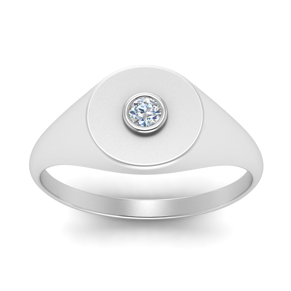 Bezel Set Round Signet Ring