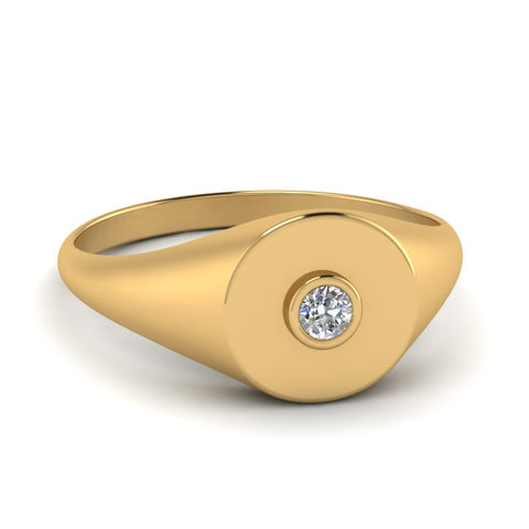 Bezel Set Round Signet Ring