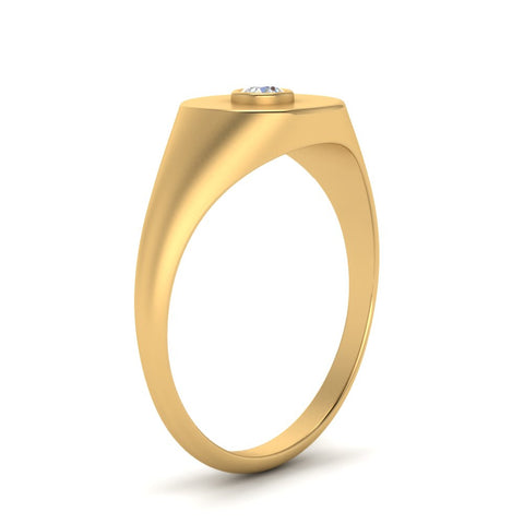 Bezel Set Round Signet Ring