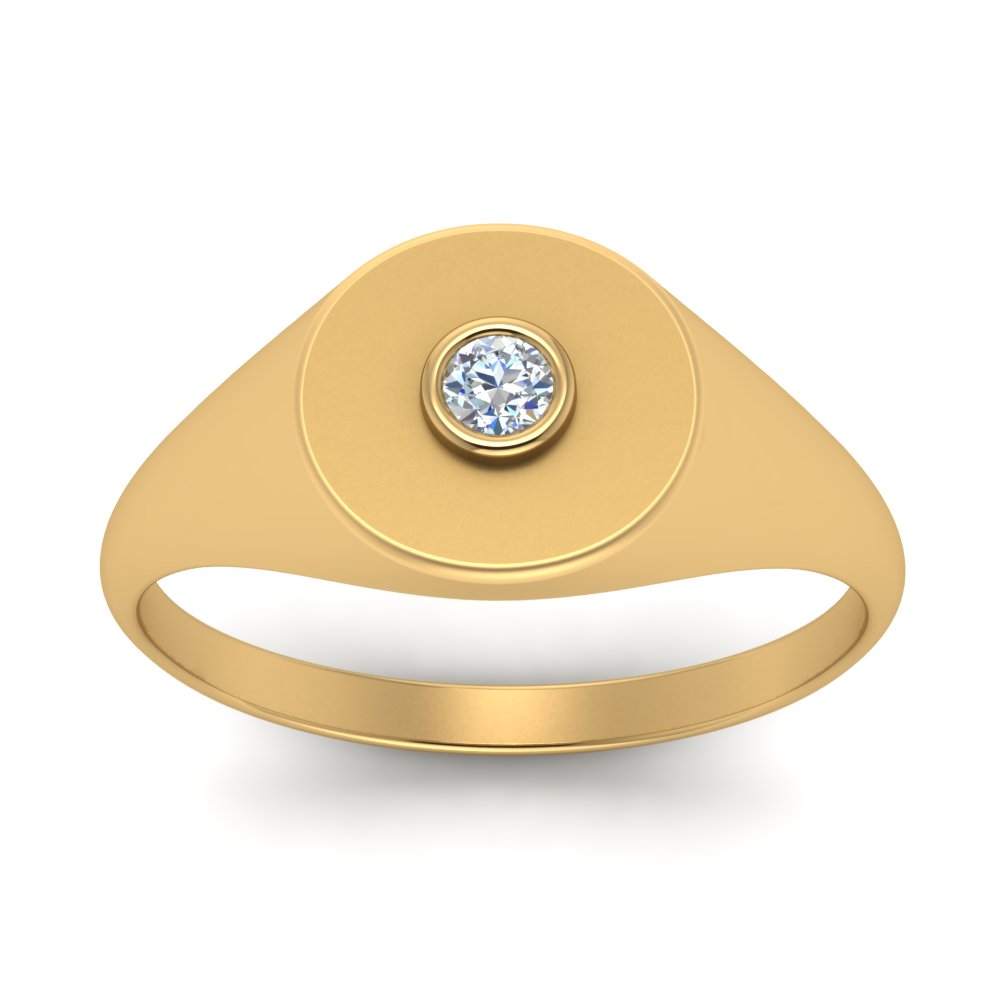 Bezel Set Round Signet Ring