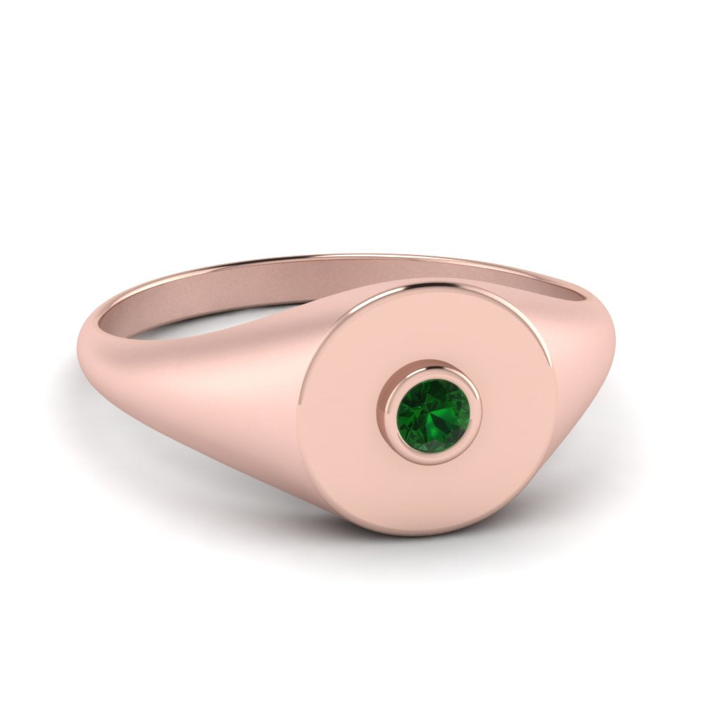 Bezel Set Round Signet Ring