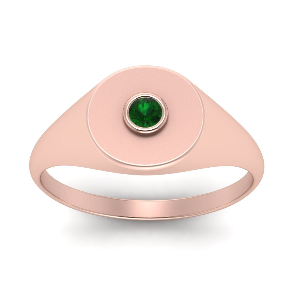 Bezel Set Round Signet Ring