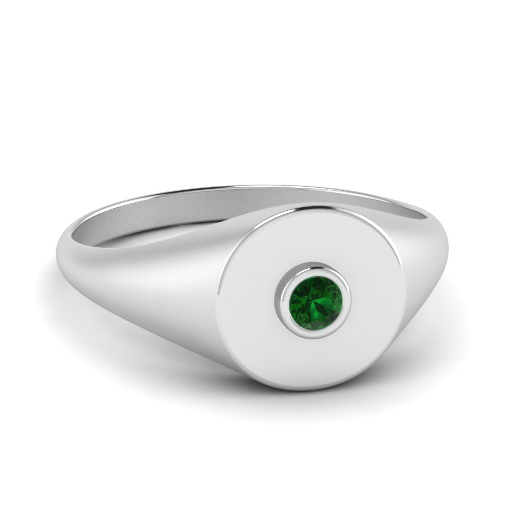 Bezel Set Round Signet Ring