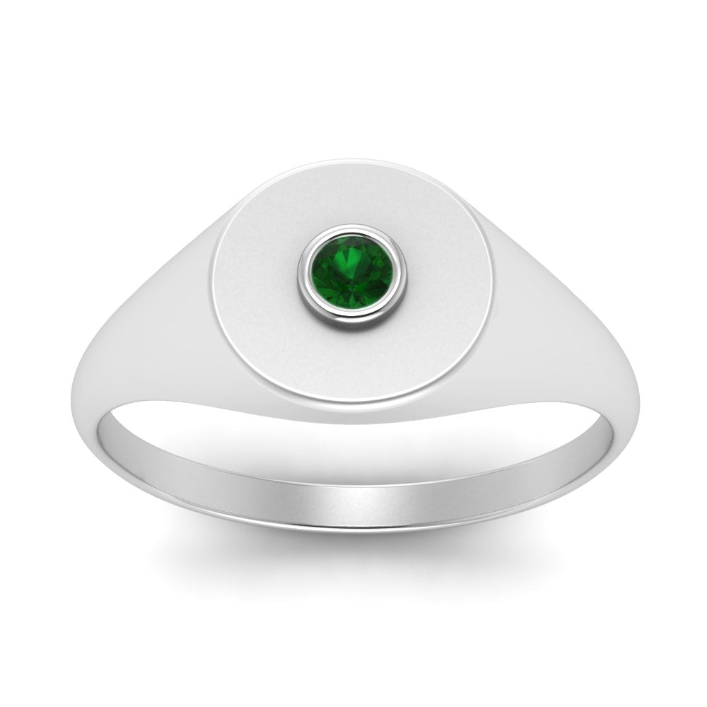 Bezel Set Round Signet Ring