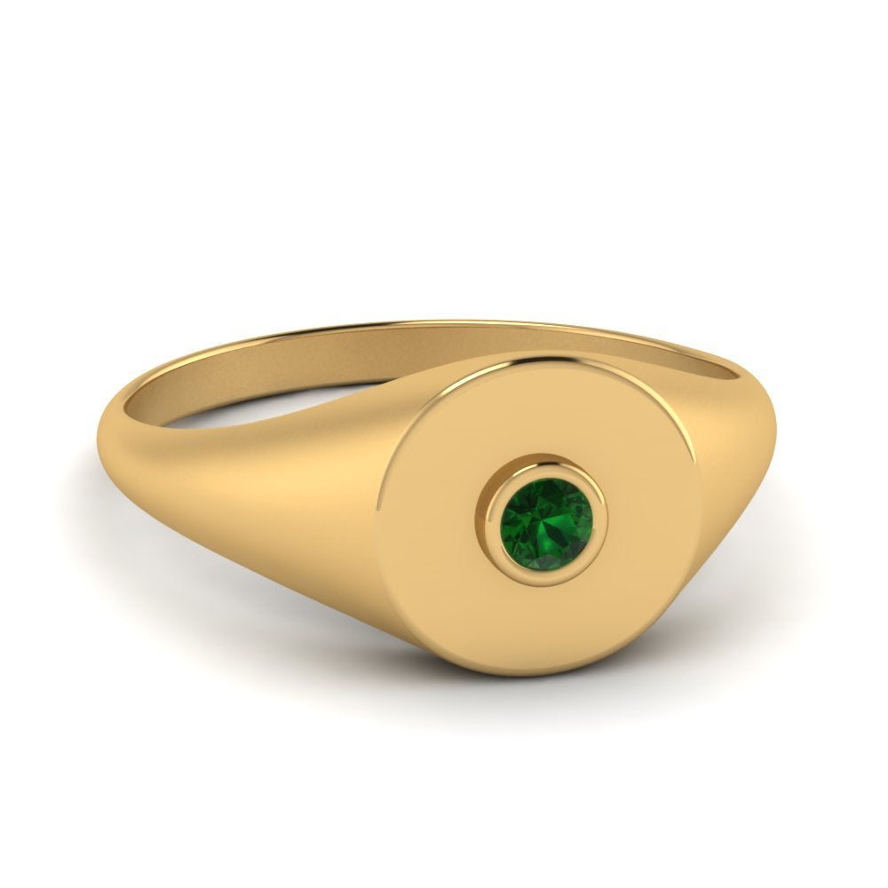 Bezel Set Round Signet Ring