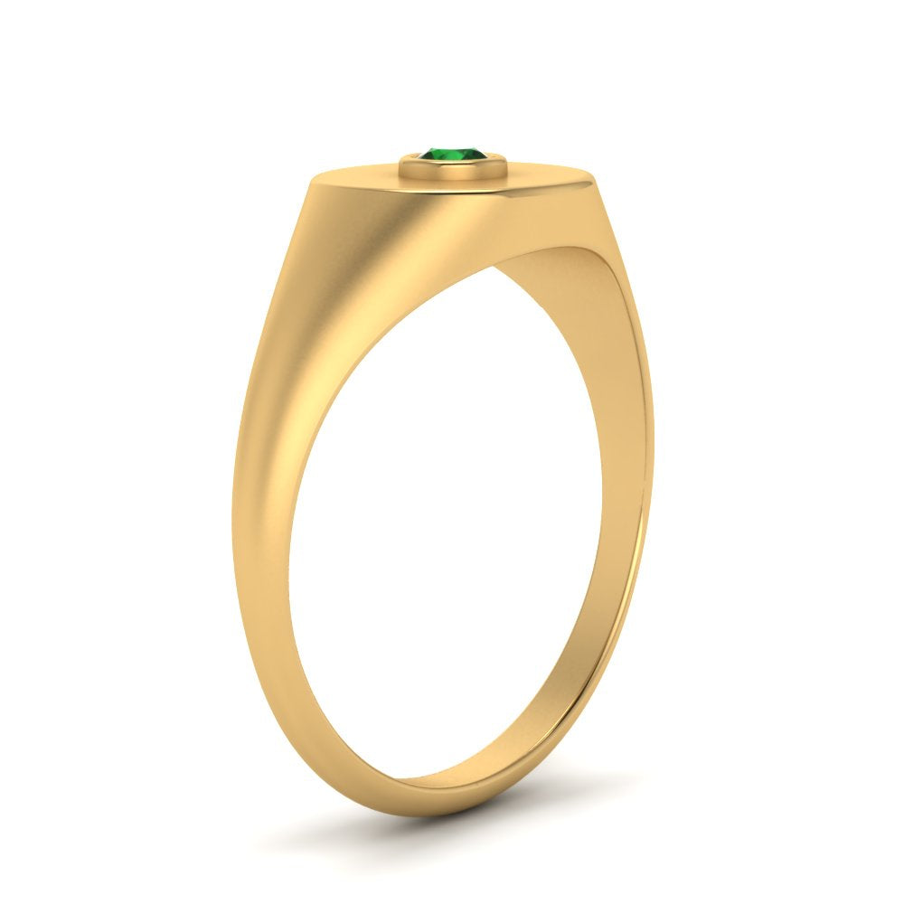 Bezel Set Round Signet Ring