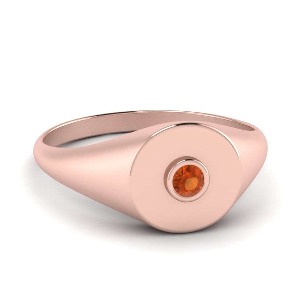 Bezel Set Round Signet Ring