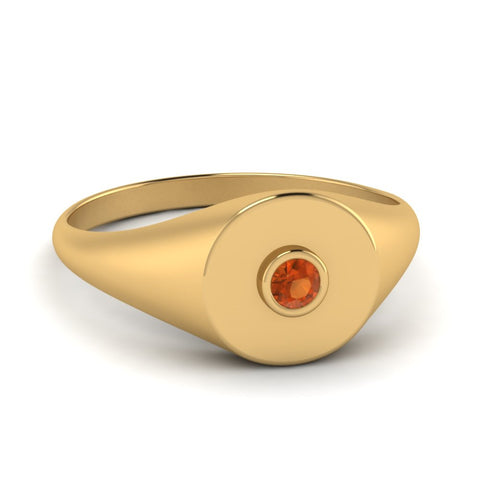 Bezel Set Round Signet Ring