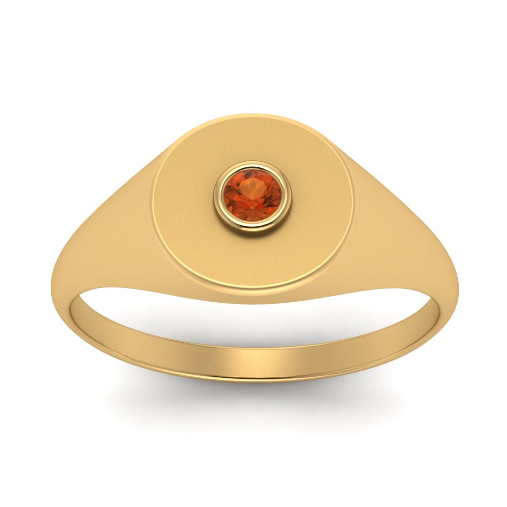 Bezel Set Round Signet Ring