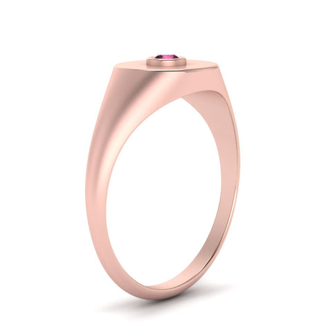 Bezel Set Round Signet Ring