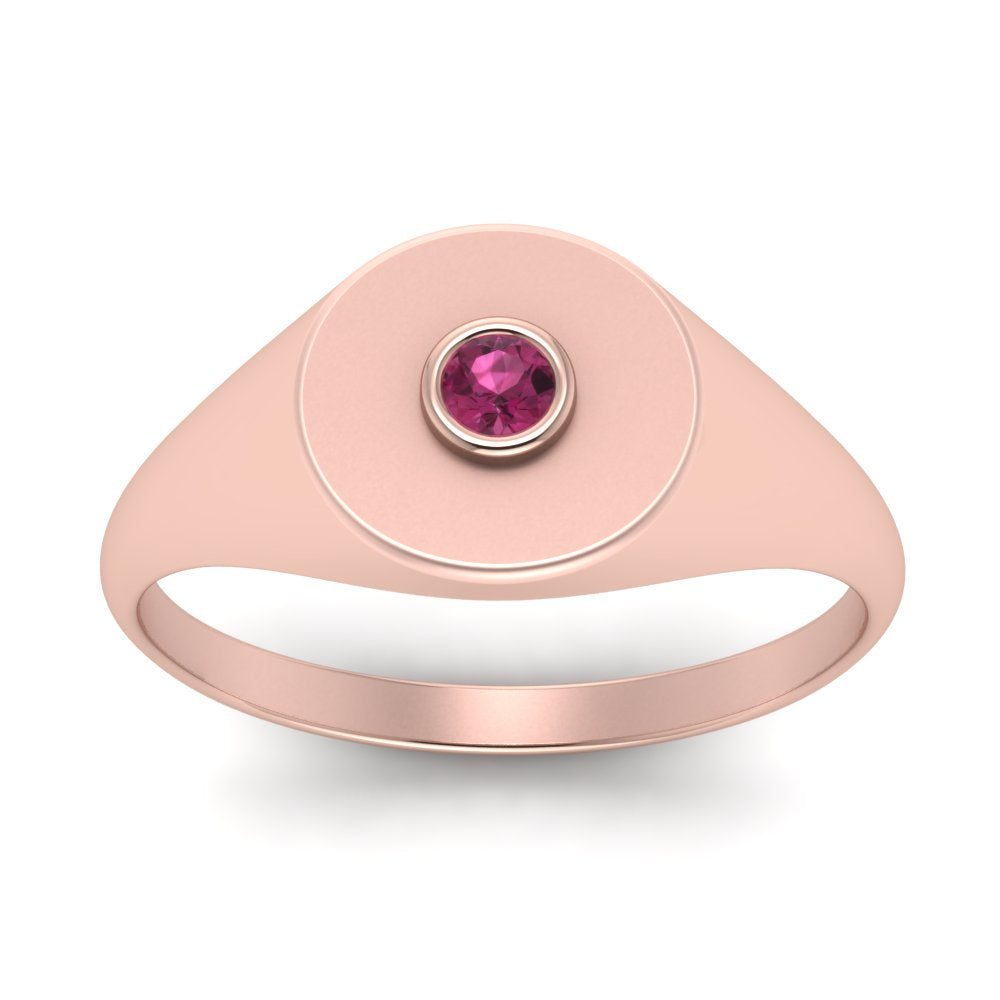 Bezel Set Round Signet Ring