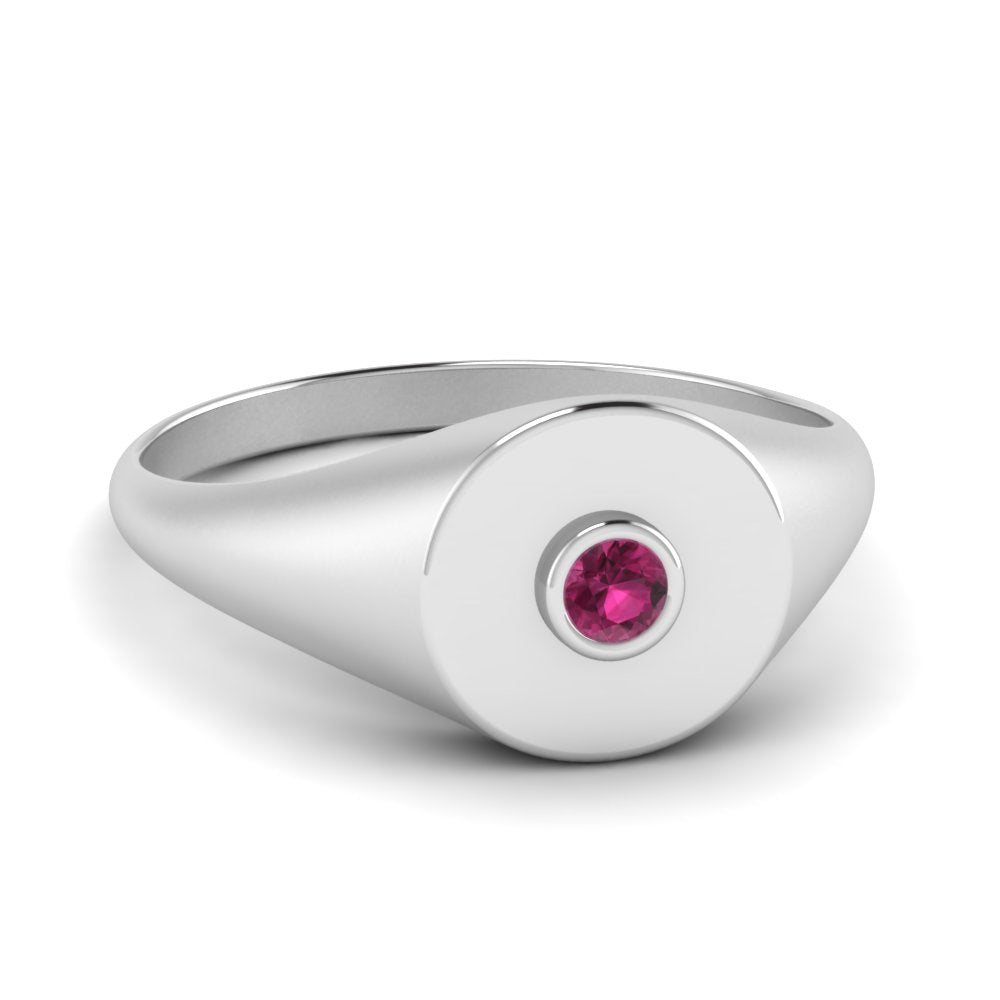 Bezel Set Round Signet Ring