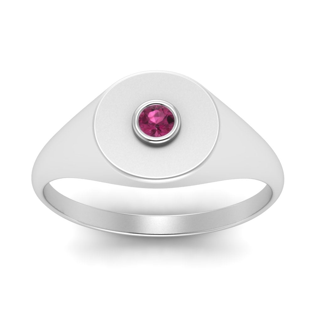 Bezel Set Round Signet Ring