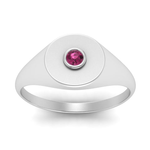 Bezel Set Round Signet Ring