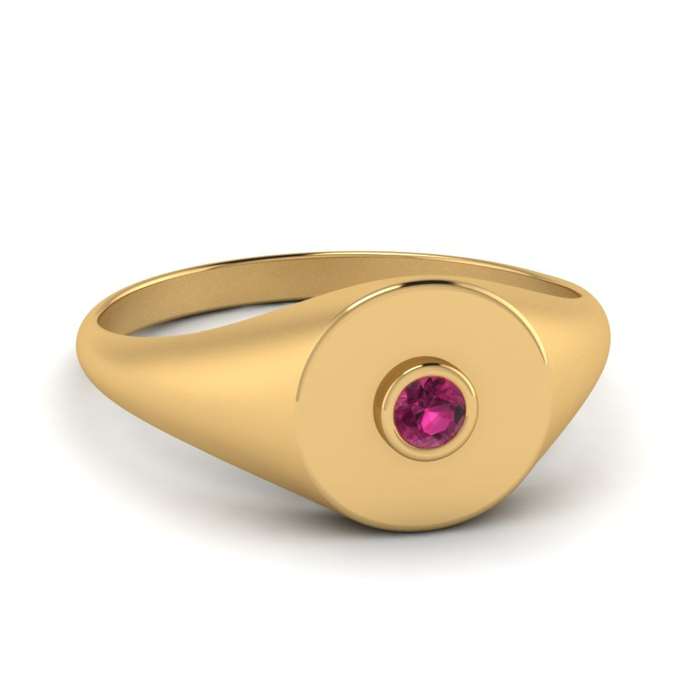 Bezel Set Round Signet Ring