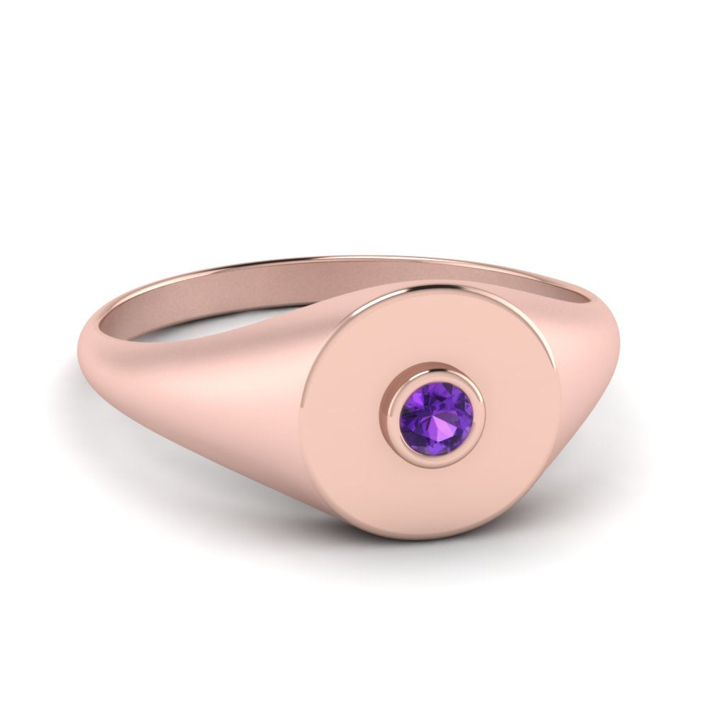 Bezel Set Round Signet Ring