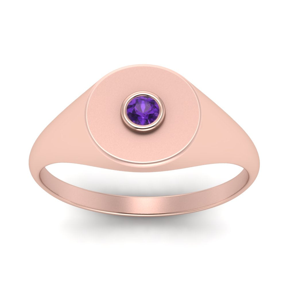 Bezel Set Round Signet Ring